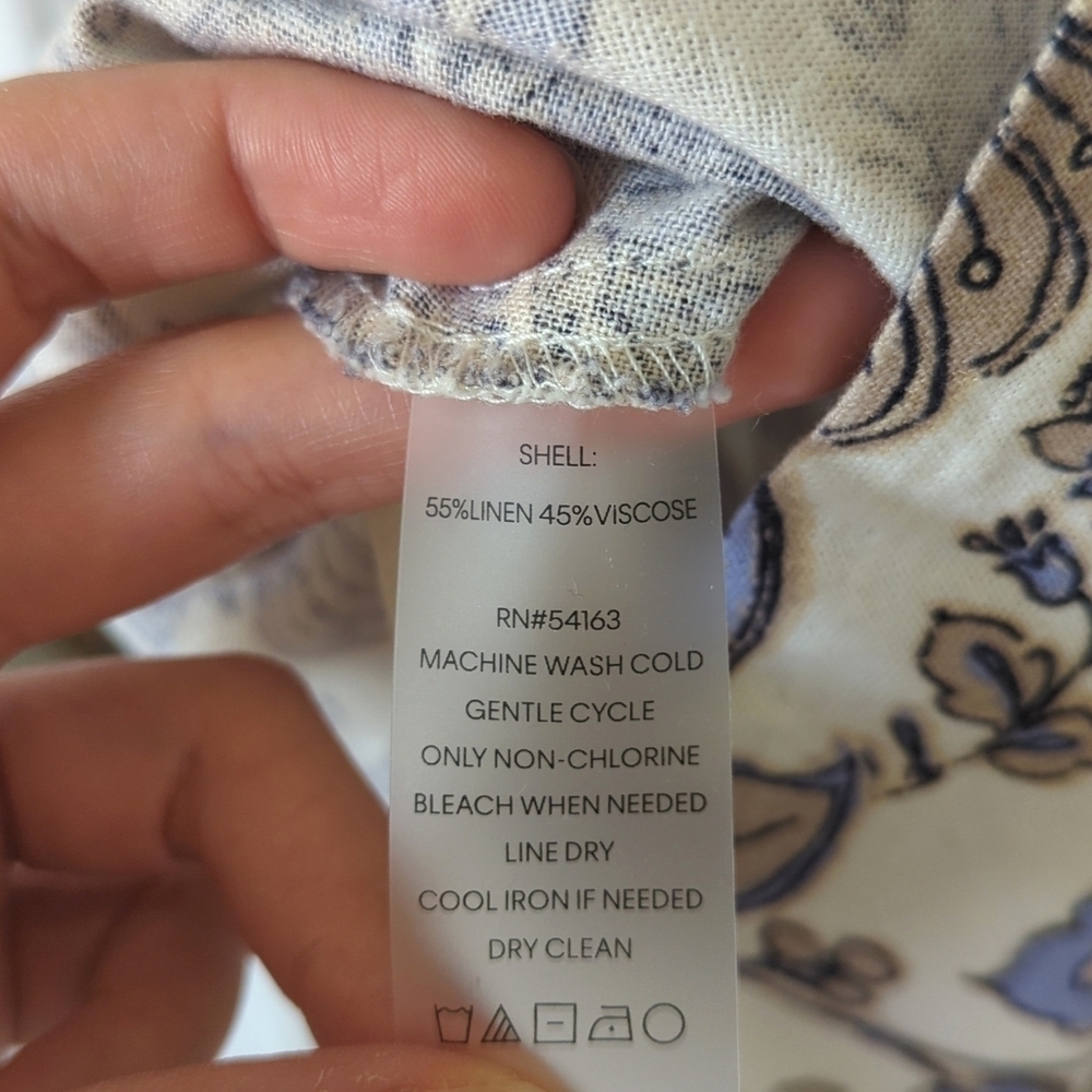 Tommy Hilfiger Provincial Paisley Linen Blend Sleeveless Flounce Hem Mini Dress - Picture 5 of 12